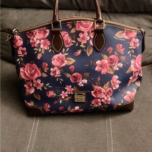 Dooney & Bourke Navy and Pink Floral Satchel